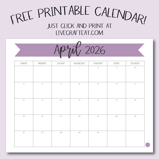 April 2026 Calendar--Free Printable!