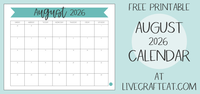 Free Printable Monthly Calendar - August 2026