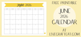 Free Printable June Calendar at livecrafteat.com